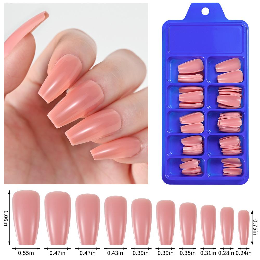 Однотонный Наращиваемый Ноготь Синяя Коробка Балетные Полные Накладки на Ногти Однотонный Наращиваемый Ноготь Накладка на Ноготь