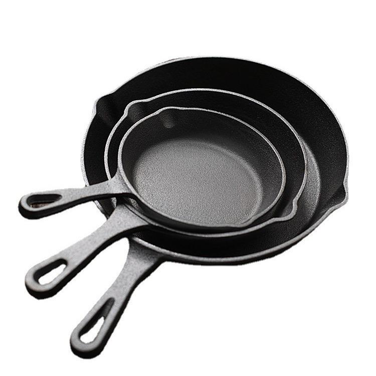 Старомодная чугунная мини-сковорода с плоским дном — толстая, с антипригарным покрытием, подходит для стейковых, газовых и индукционных плит