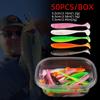 50pcs Two-Tone T-Tail Soft Baits: Freshwater Bass & Mandarin Fish Lures with Micro Object Long Cast Design