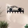 1 PC Black Racing Car with Key Hooks Metal Wall Art - Modern Home Decor for Bedroom, Living Room, or Bathroom