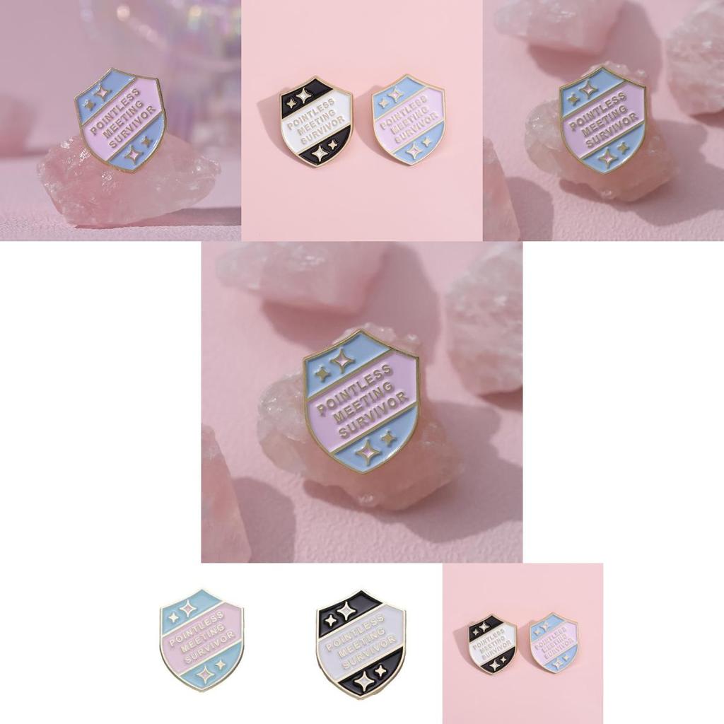 Artistic Alloy Letter Shield Brooch With Colorful Cartoon Style For Trendy Fashion