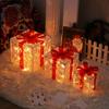 3 Pcs Christmas Lighted Gift Boxes with Bow LED Light Up Present Boxes for Indoor Outdoor Home Porch Xmas Tree Party Decor