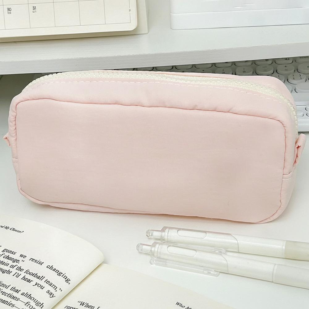 Solid Color Pen Bag Zipper Design Stationery Organizer High Quality Pen Box School Office
