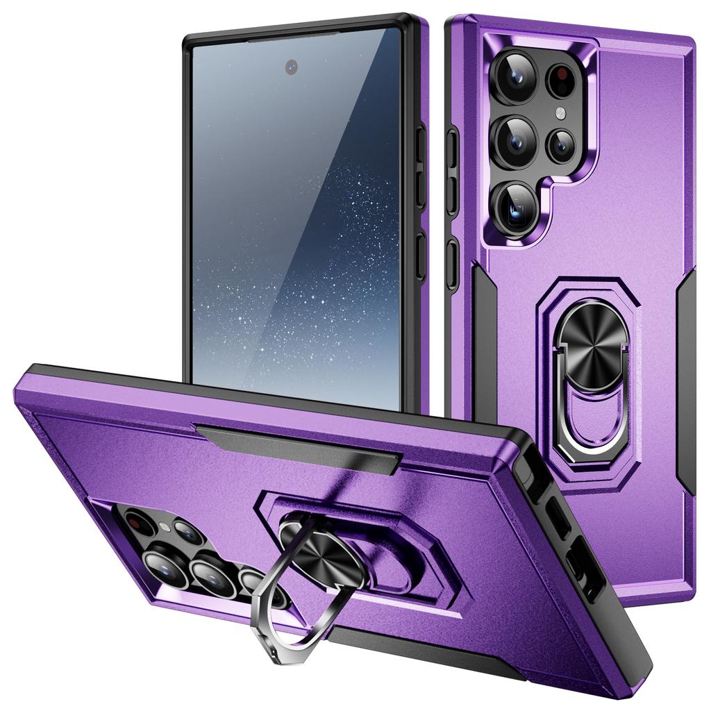 For Samsung Galaxy S24 Ultra Case Military Grade Ring Kickstand PC + TPU Phone Cover