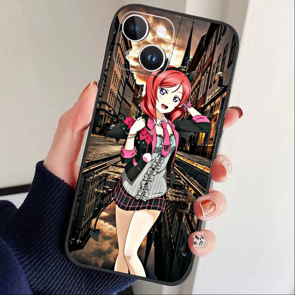 Love Live-Нисикино Маки Чехол для телефона для iPhone17,16,15,14,13,12 Plus,Max Мягкий Силиконовый Черный Чехол