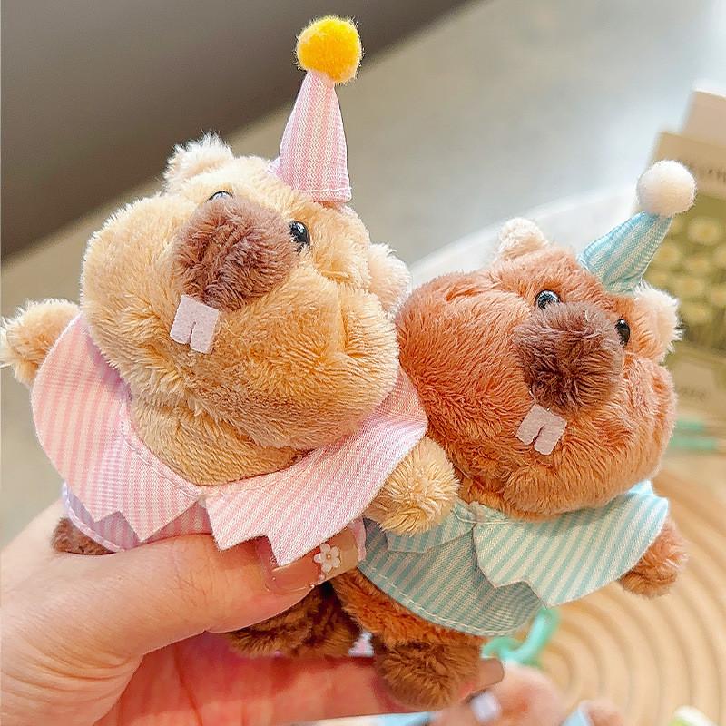 Clothes Wearing Groundhog Hats Cartoon Plush Keychain Daily Use Pendant Gifts
