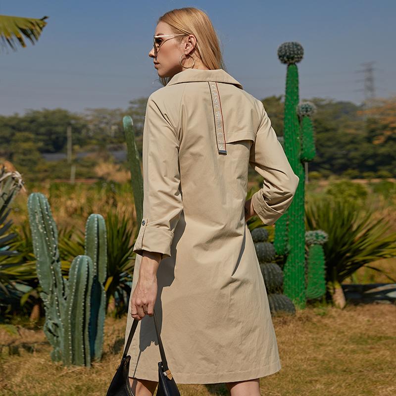 Ветровка ZIAI, весеннее повседневное универсальное длинное пальто с эластичной резинкой на талии, осеннее модное возрастное длинное пальто со свободным чехлом