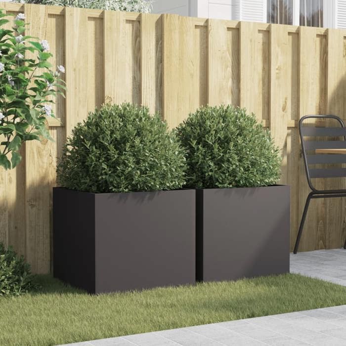 VidaXL Jardinières 2 pcs, Bacs à Fleurs, Pots de Plantes, Boîtes à Fleurs, Jardinières Surélevées de Jardin Terrasse, Noir 841560