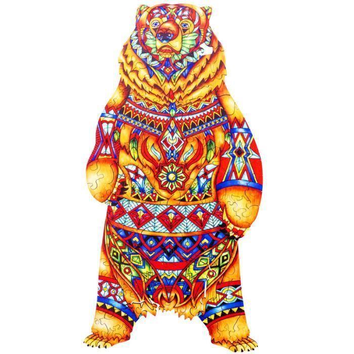 Puzzle en Bois Animaux Ours A4 - 162 pcs - Formes uniques - ENGELHART - Dès 12 ans