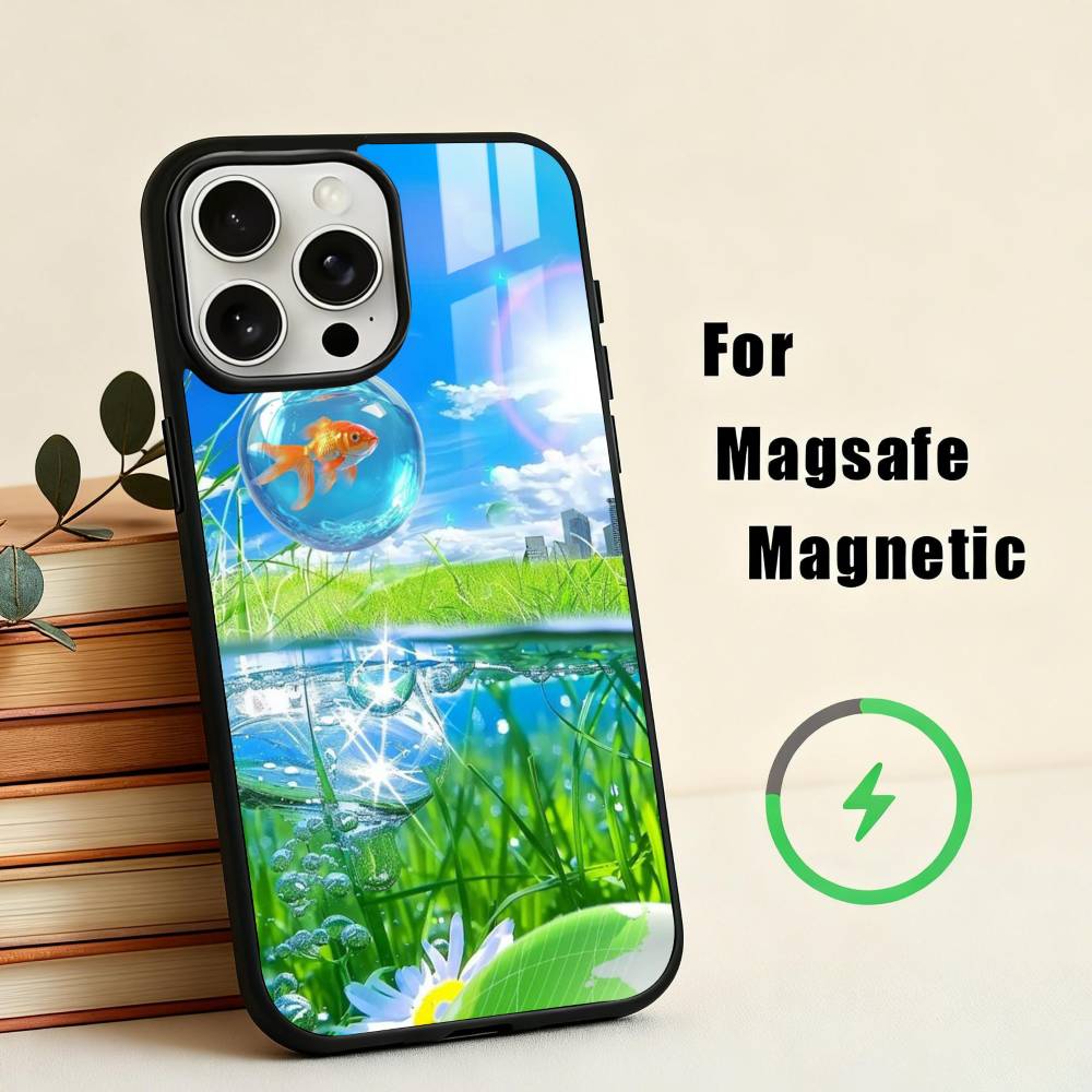 F-Frutiger Aero Aqua N-Nostalgia Чехол для телефона для iPhone17,16,15,14,13,12,11 Plus, Для чехла с магнитной беспроводной зарядкой