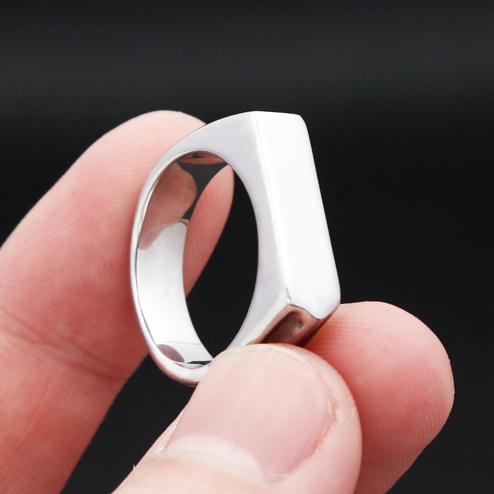 Модные простые кольца из нержавеющей стали 316L для мужчин и женщин, Панк Хип-Хоп, Квадратное кольцо-печатка с плоским верхом, Шарм, Вечерние украшения, Подарки