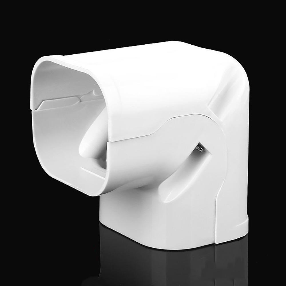 75*65mm Air Cond Lineset Cover System White PVC Coupling End Cap Cover Flat Elbow Weather Resistance Wall Cap Connection Lines