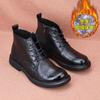 Men's first-layer cowhide autumn breathable winter velvet Martin fashion leather medium-top high-top leather shoes flowing leather boots short boots
