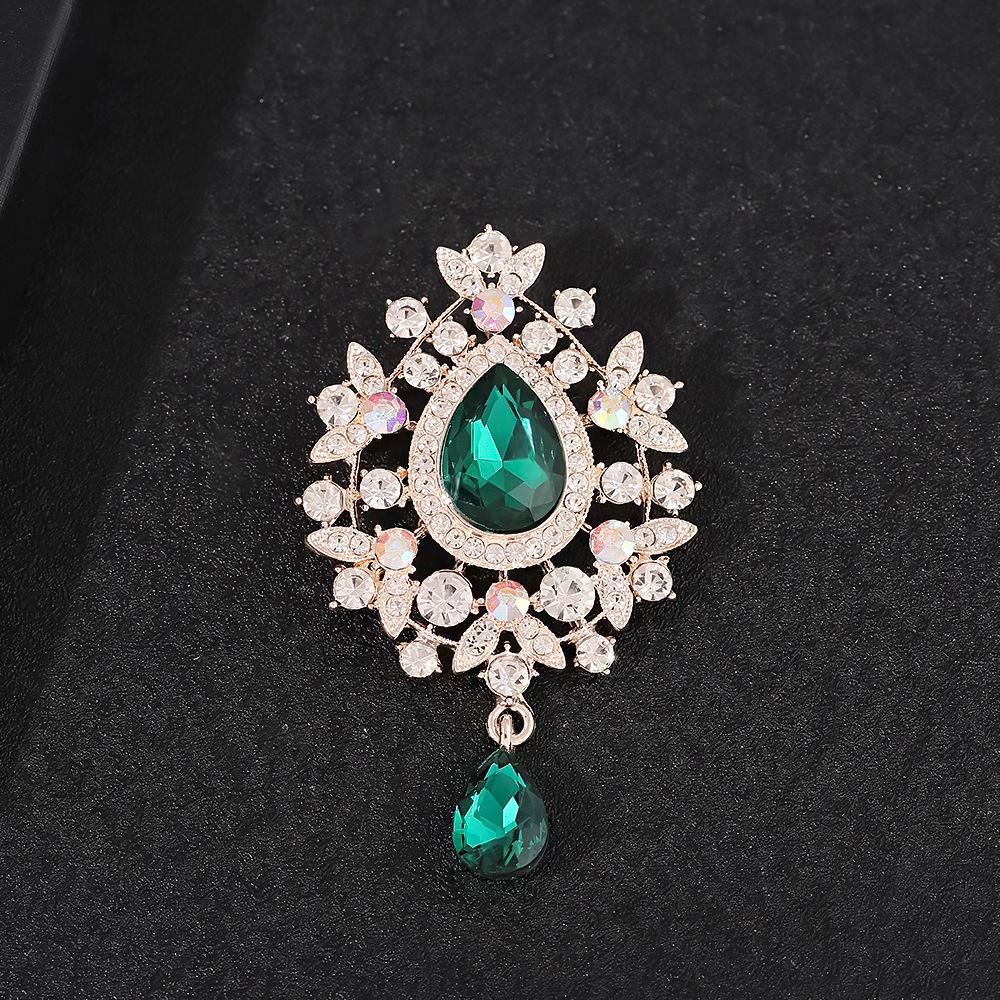 Fashion Alloy Rhinestone Brooches Women's Enamel Glass Pendant Pins Flower Pattern Crystal Jewelry Wedding Occasions