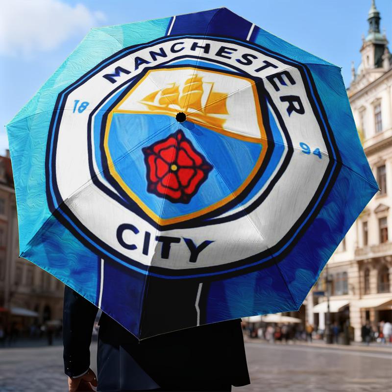 1PC Manchester City F.C Printed Umbrella Folding umbrella, automatic umbrella 8-Frame for Travel, camping Fan gifts Christmas Gifts