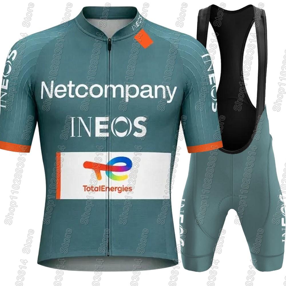 Комплект формы для велокоманды Netcompany-INEOS Велосипедная одежда с коротким рукавом Комплекты Велосипедные футболки Костюм Велосипедные шорты с лямками Maillot