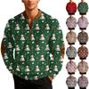 Мужские рождественские толстовки на молнии, рождественские пуловеры с воротником-стойкой
