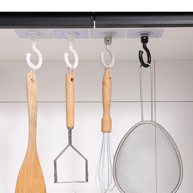 Самоклеящиеся крючки Потолочные вращающиеся крючки Настенные дверные крепкие липкие крючки-присоски Многоцелевые крючки для хранения Домашнее хранение