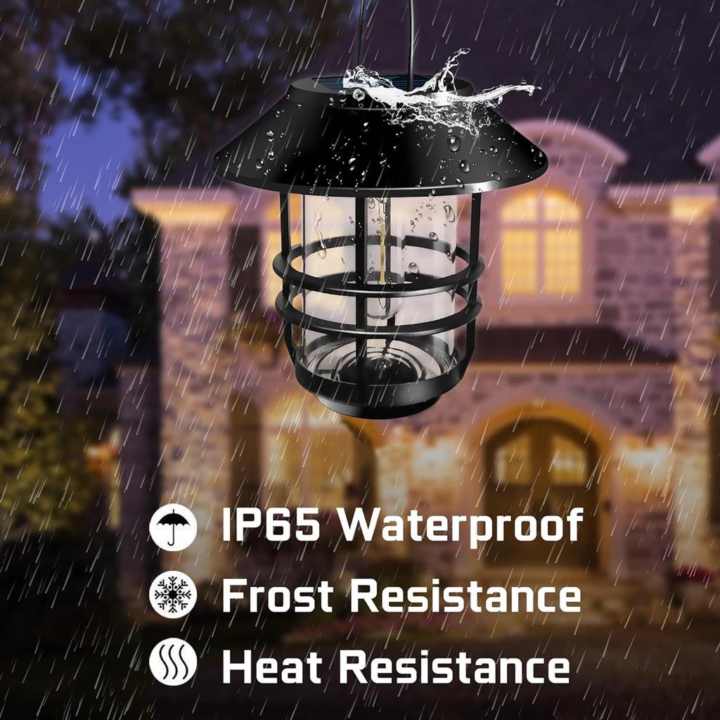 Солнечный подвесной фонарь для улицы, мерцающее пламя, уличные фонари, солнечные фонари, водонепроницаемый, для стены, забора, патио, крыльца, двора, декор