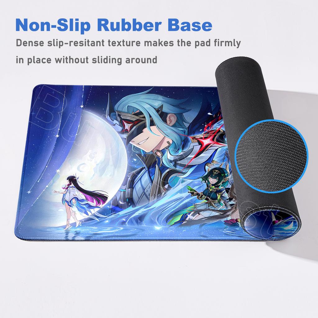 Новый большой игровой Коврик для мыши Nod-Krai Flins Lauma Columbina Sandrone Genshin Impact Песня Луны Игровой Коврик для мыши с защитой края