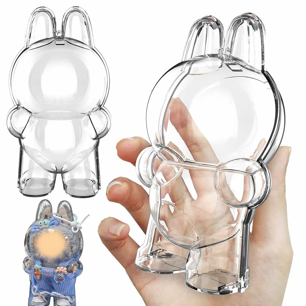 Dustproof Case for LABUBU Doll Clear Plastic Protective Cover Backpack Pendant Hanging Box