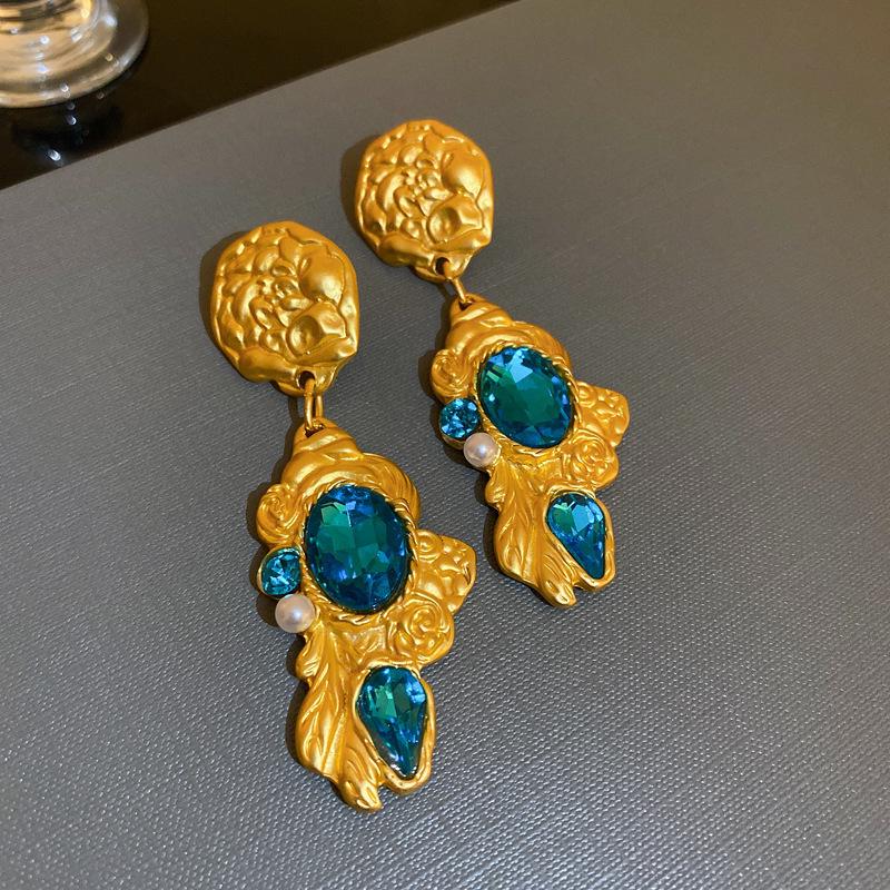 Винтажные серьги-колокольчики из серебра с жемчугом и кристаллами