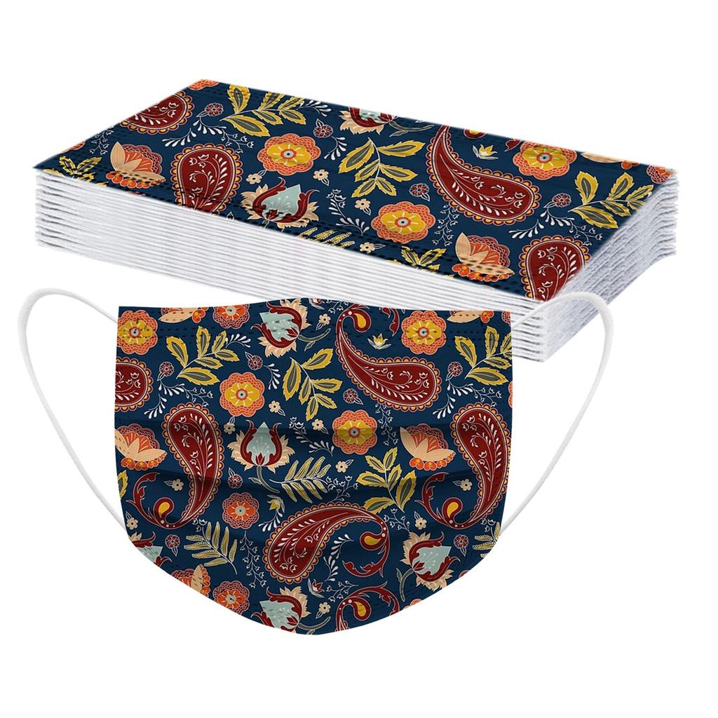 Маска для взрослых, 20 шт., одноразовая маска для лица с принтом пейсли, промышленная 3-слойная ушная петля