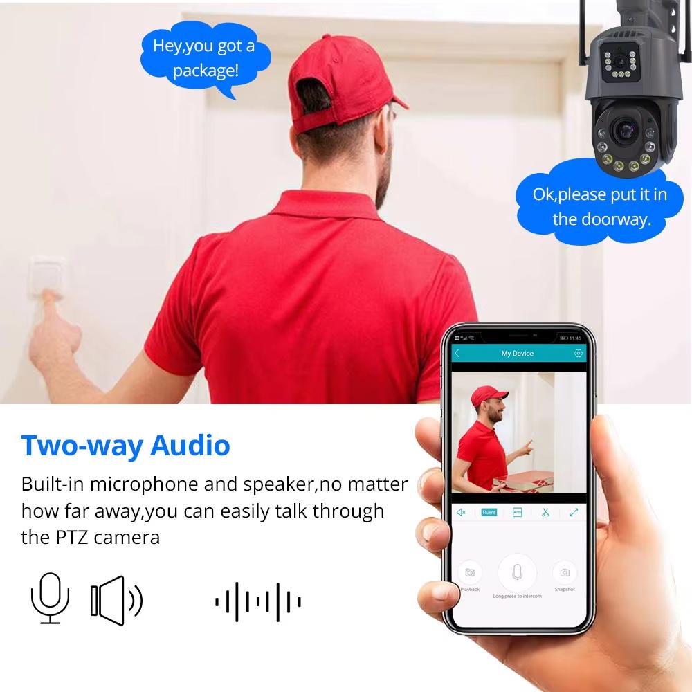 LS VISION 8-мегапиксельная камера видеонаблюдения с двумя объективами, Wi-Fi PTZ, наружным 30-кратным оптическим зумом и функцией ночного видения для обнаружения людей