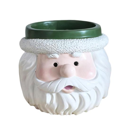 Рождественский снеговик, горшок-кашпо, голова Санта-Клауса, смола, суккуленты, травянистые растения