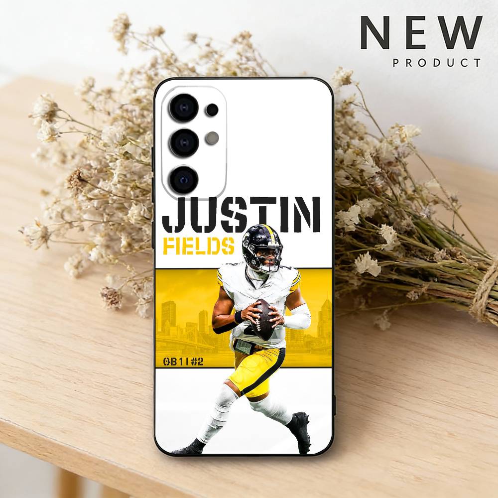 J-Justin Fields 1 Обои Чехол для телефона Для Samsung S26,25,24,23,22,30,21,10,9,Ultra,Plus,Lite Черный Мягкий Чехол