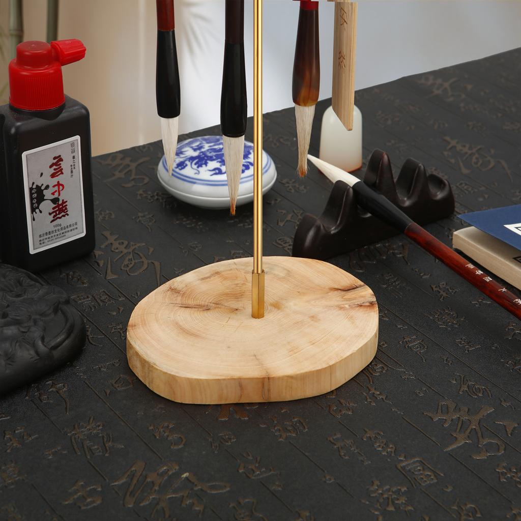 Подставка для кистей с китайским зодиаком и основанием из бука, подставка для каллиграфии, вешалка для чернил, 12 крючков, держатель для кистей для письма, школьные принадлежности