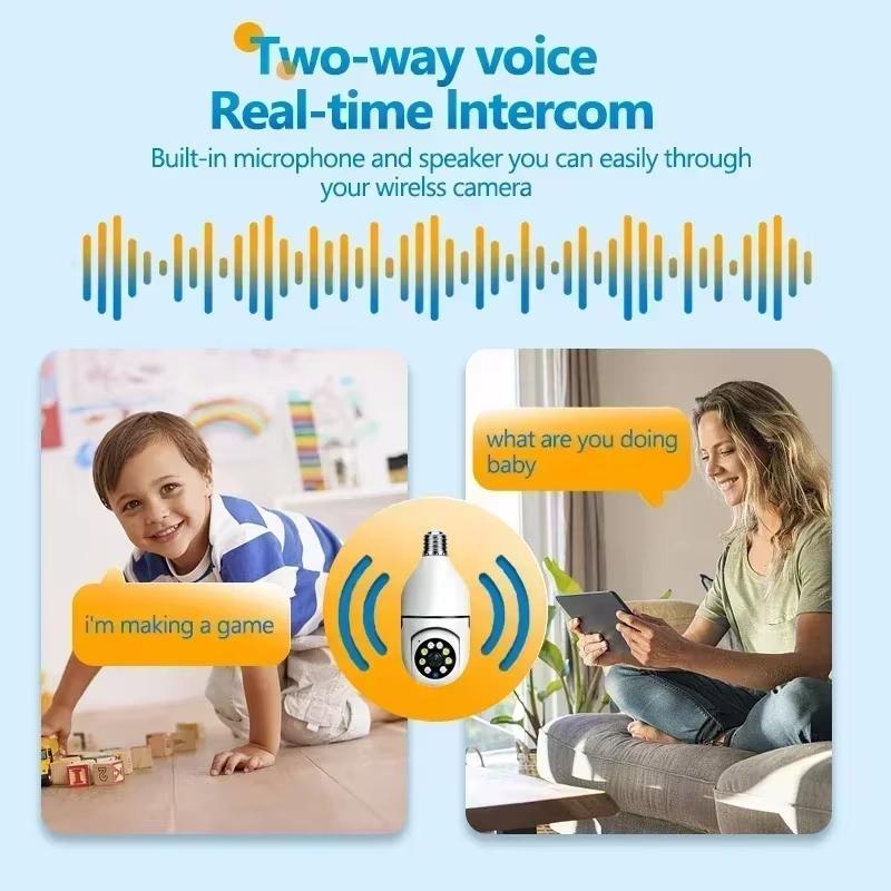 5MP E27 Bulb Surveillance 4X Digital Zoom Camera 2.4G 5G WiFi Wireless Baby Monitor Cameras AI Tracking Home Color Night Vision CCTV Cam