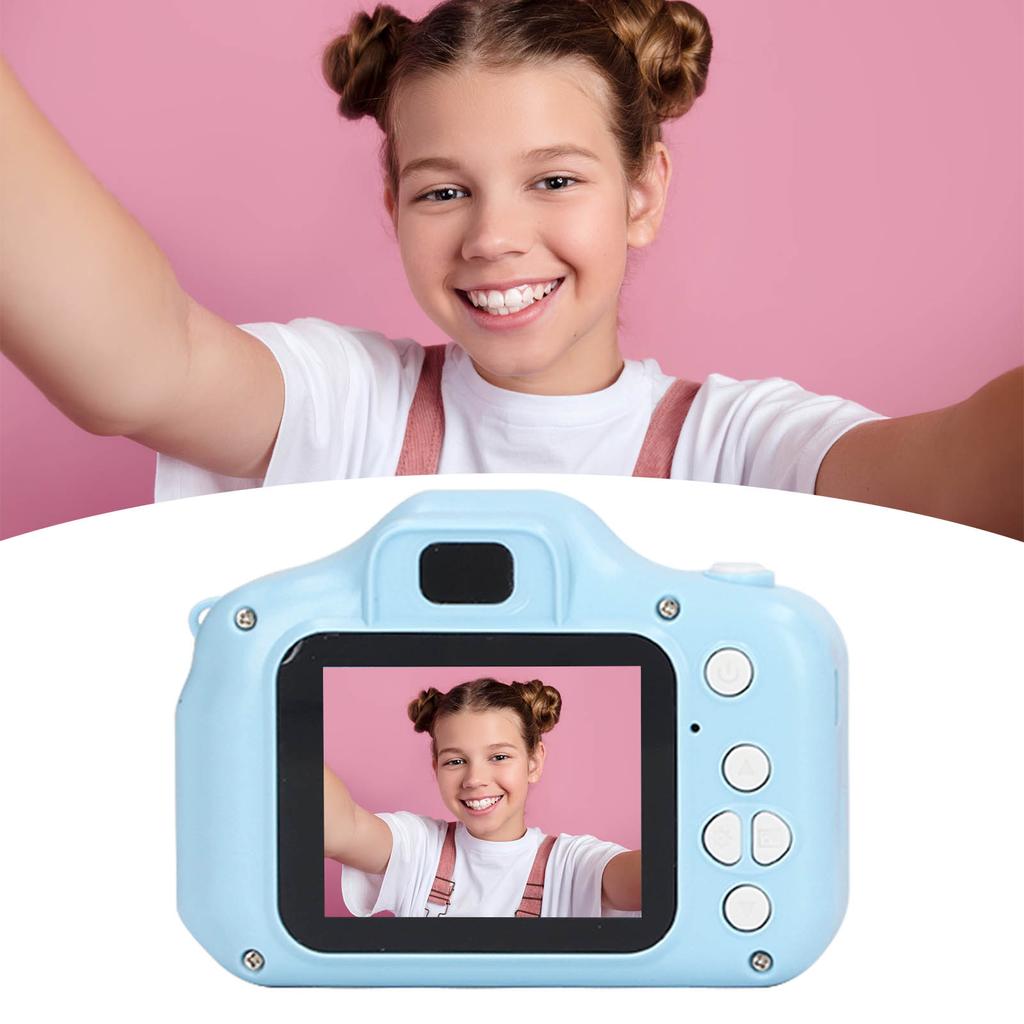 Детская камера 2.0-дюймовый IPS-экран, синяя, удобная ручка, округлый корпус, зарядка через USB, 400 мАч, детская камера
