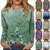 Женский модный повседневный топ с длинными рукавами с цветочным принтом и круглым вырезом Топ с длинными рукавами
