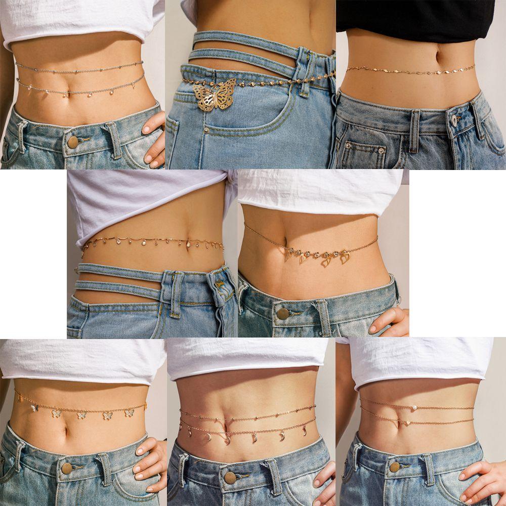 Летний Бикини Пляжная Одежда Украшения на Тело Бохо Стиль Цепочка на Тело Цепочка на Талию