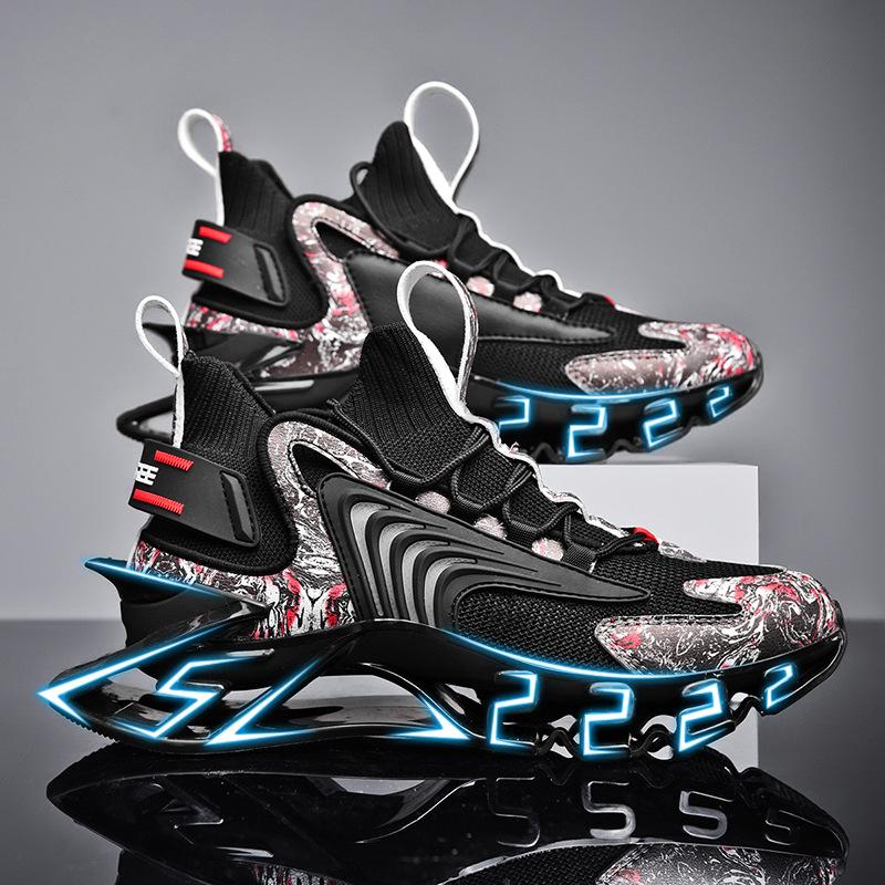 Модная повседневная спортивная обувь на массивной подошве, кроссовки для пап, носки-обувь, амортизация, мужские, летящая тканая поверхность, дышащие, большого размера