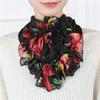 Цветной цветочный принт, шифоновый шейный платок, дышащие оборки, поддельный воротник, стильный съемный декоративный шарф