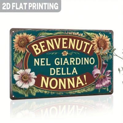Металлическое Настенное Искусство Винтажная Итальянская Вывеска Benvenuti Nel Giardino Della Nonna с Подсолнухами Декор для Дома