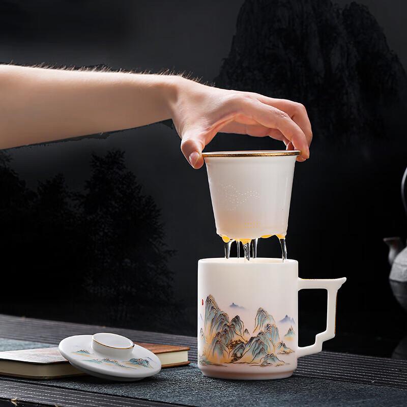 Thousand Li Rivers & Mountains Ceramic Tea Separation Office Cup
