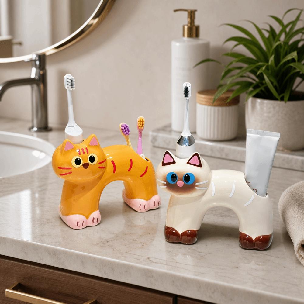 Creative Cat Toothbrush Holder Ceramic Electric Toothbrush Stand Home Decor
