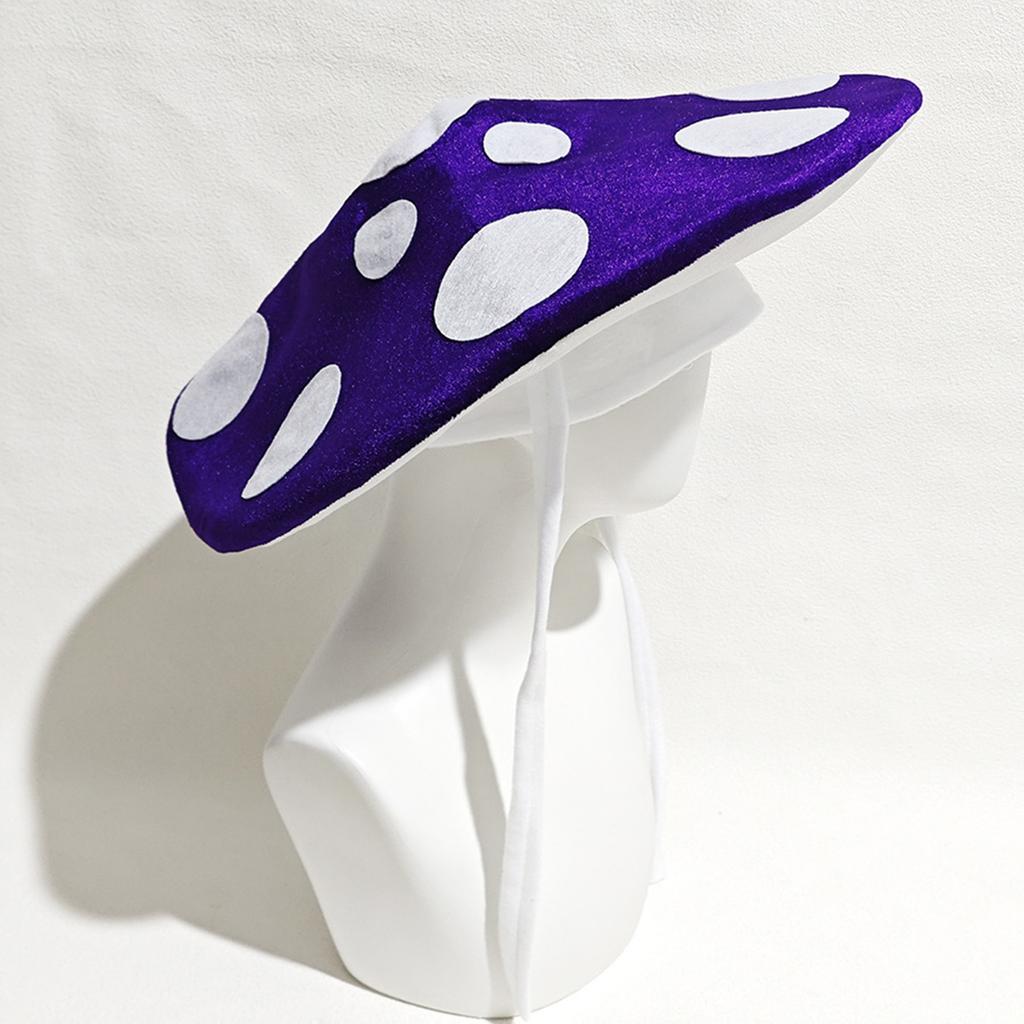 Lovely Mushroom Hat With Adjustable Neckties Soft Polyester Costume Accessory Headwear For RolePlay Halloween Party