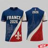 Мужская футболка с принтом France Football 2026, повседневная, с коротким рукавом, 3D-печать Эйфелевой башни, винтажный узор, летняя, унисекс, для повседневной носки, спортивные топы