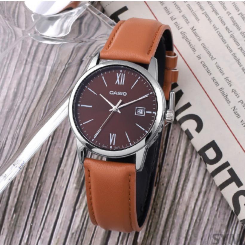 CASIO Мужские наручные часы с кожаным ремешком MTP-V002L-5B3 Мужские часы