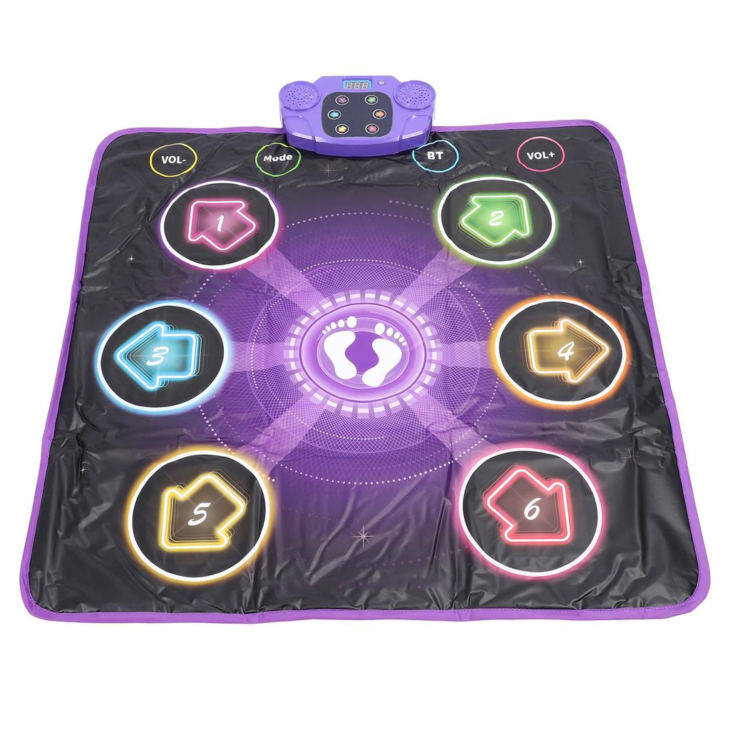 Light Up Dance Mat Toy for Kids Wireless Bluetooth Built In Music Adjustable Volume 6 Buttons Anti S