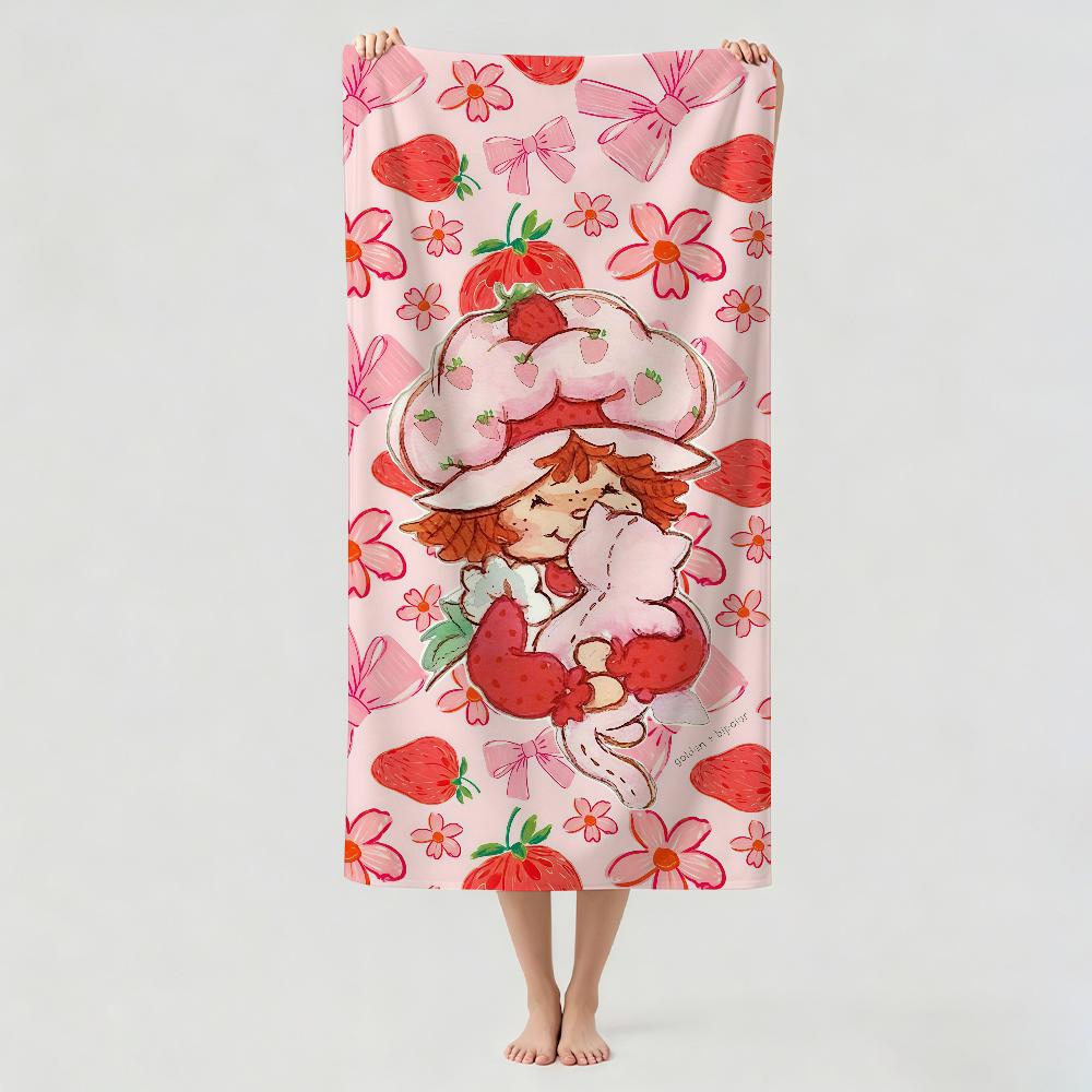 Cartoon cute S-Strawberry S-Shortcake Towel Drying Bath Towel Applicable To Light Swimming Camping Yoga Beach Out