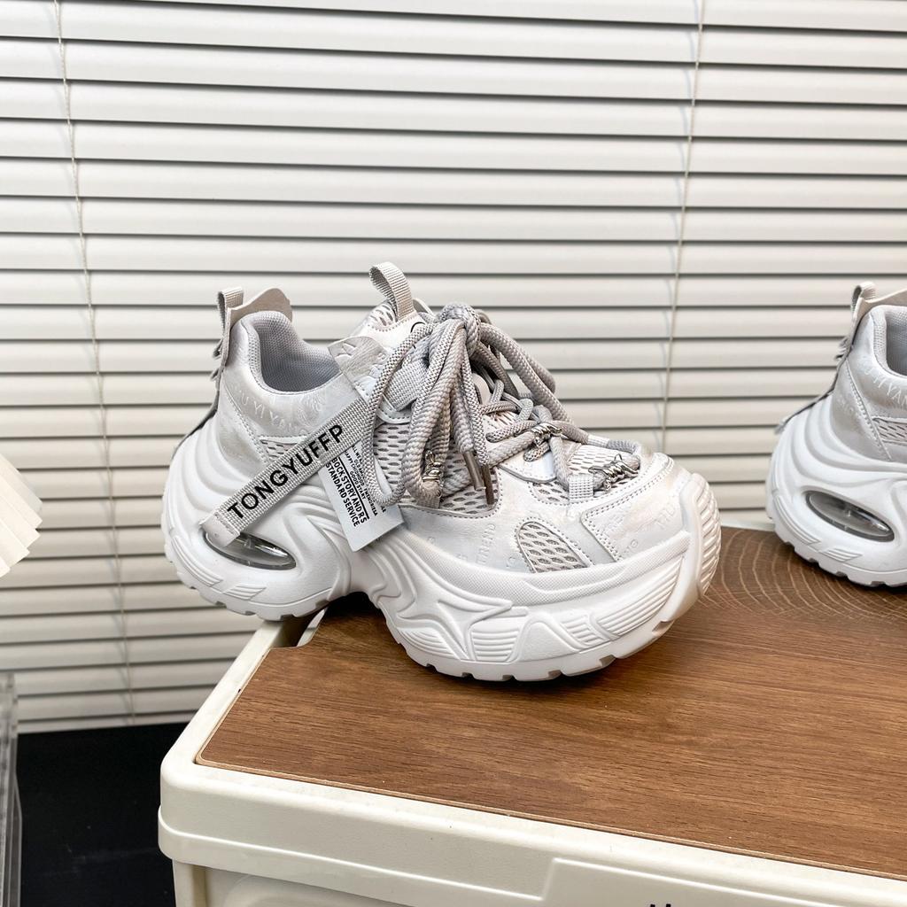 Korean Version of Thick-soled Heightening Dad Shoes for Women 2025 Spring and Summer New Mesh Breathable Small Casual Versatile Sports Shoes