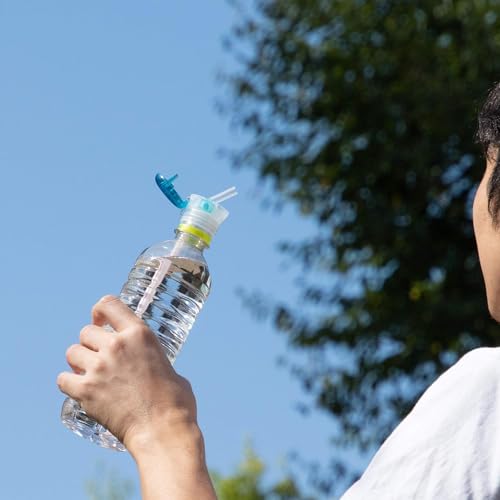 Strix Design Pocket Straws, Set of 3, Made in Japan, Adjustable Joint, Replacement Straw Included, Blue, One-Handed Opening, One-Touch Opening for Pla