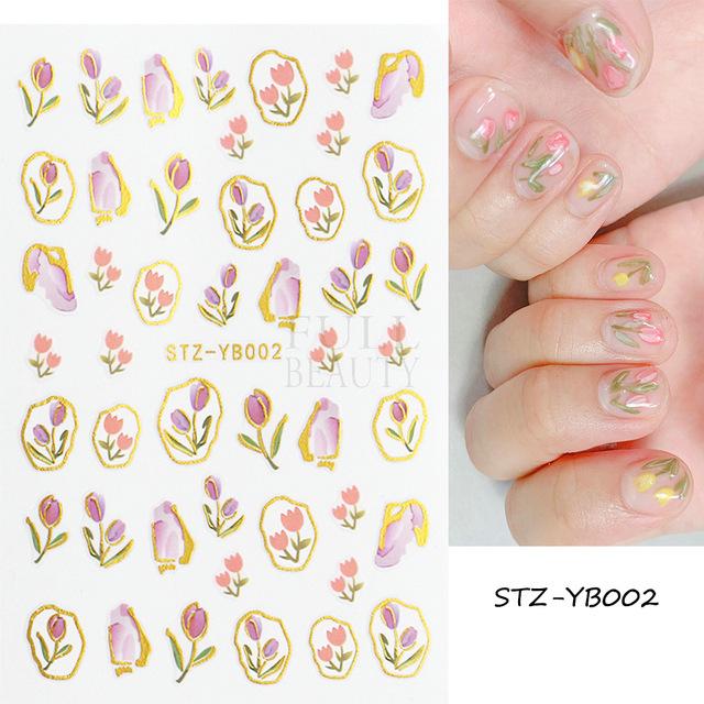 Fashion Marbling Pattern 3D Nail Art Decal Summer Gel Polish Sticker Geometry Manicure Decoration