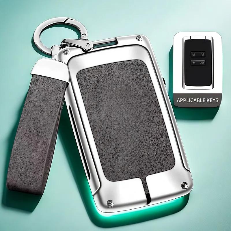 Автоматический чехол-сумка для ключей из ТПУ и цинкового сплава с логотипом Renault Duster, брелок для ключей автомобиля, металлическая оболочка для ключей автомобиля, аксессуары для декора салона автомобиля