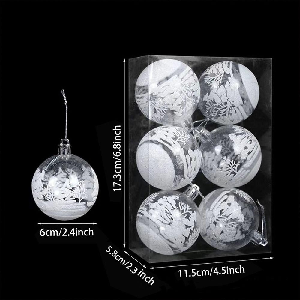 6pcs Clear Baubles Christmas Ball 6cm Hanging Ball Shatterproof Xmas Hanging Ornament Party Supply